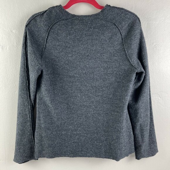 St Tropez West Gray Merino Wool Cardigan Sweater Small cozy lagenlook neutral - Picture 2 of 11